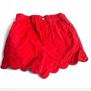 Red Scalloped little girls Shorts